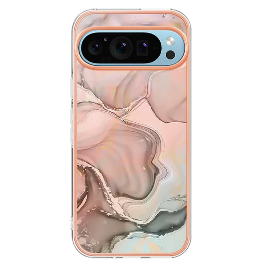 For Google Pixel 9 / 9 Pro Electroplating Marble Dual-side IMD Phone Case(Rose Gold 015) by buy2fix