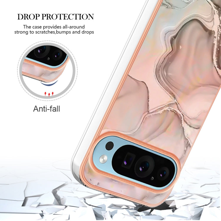 For Google Pixel 9 Pro XL Electroplating Marble Dual-side IMD Phone Case(Rose Gold 015) - Google Cases by buy2fix | Online Shopping UK | buy2fix