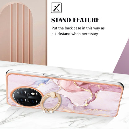For OnePlus 11 Electroplating Marble IMD TPU Phone Case with Ring Holder(Rose Gold 005) by buy2fix