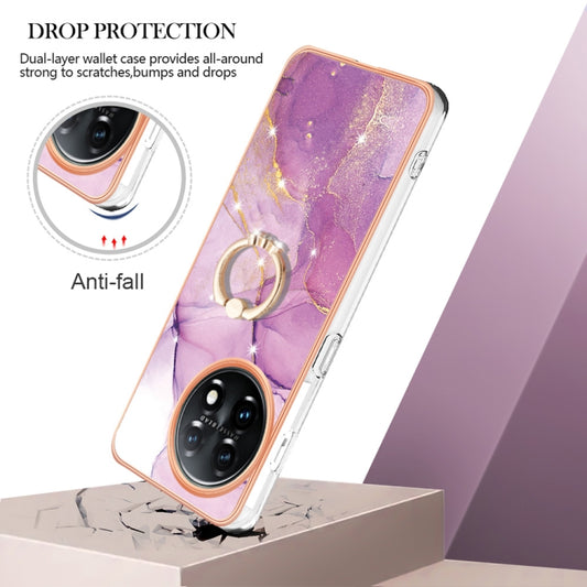 For OnePlus 11 Electroplating Marble IMD TPU Phone Case with Ring Holder(Purple 001) by buy2fix