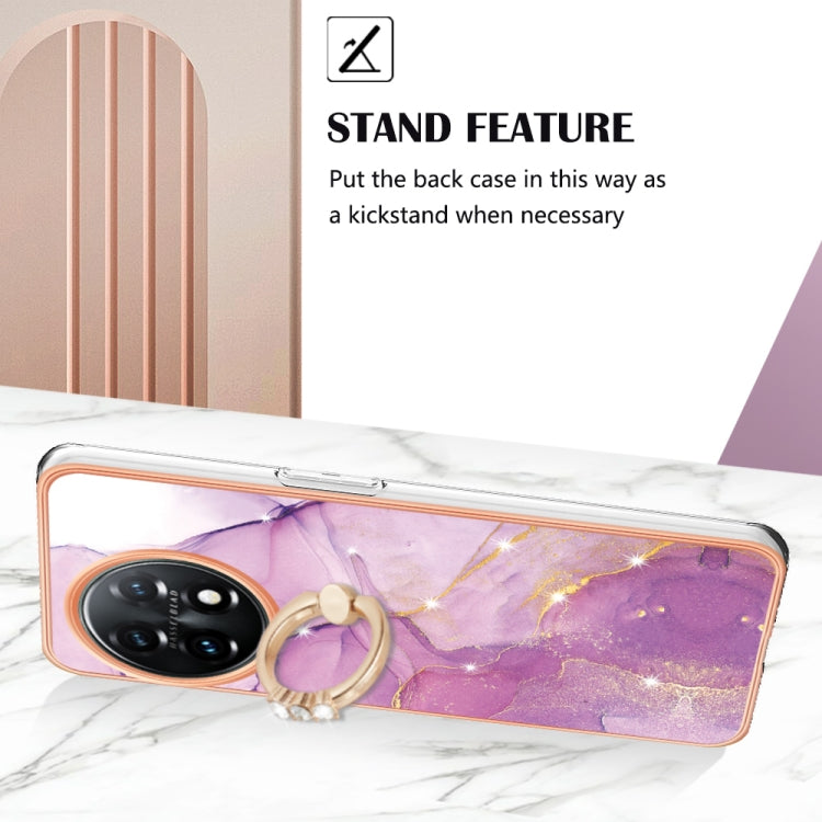 For OnePlus 11 Electroplating Marble IMD TPU Phone Case with Ring Holder(Purple 001) by buy2fix