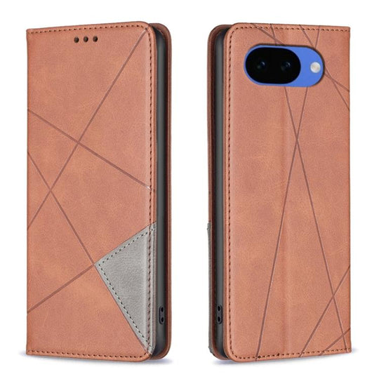 For Google Pixel 10a Rhombus Texture Magnetic Leather Phone Case(Brown)