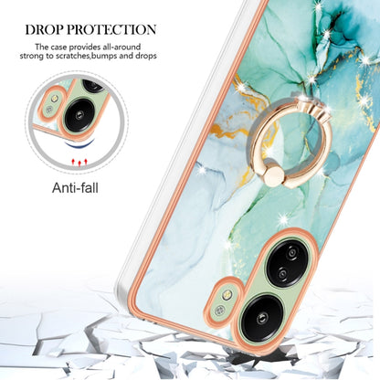 For Xiaomi Redmi 13C 4G Electroplating Marble IMD TPU Phone Case with Ring Holder(Green 003) - 13C Cases by buy2fix | Online Shopping UK | buy2fix