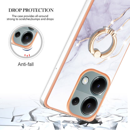 For Xiaomi Redmi Note 13 Pro 4G/Poco M6 Pro 4G Electroplating Marble IMD TPU Phone Case with Ring Holder(White 006) - Note 13 Pro Cases by buy2fix | Online Shopping UK | buy2fix