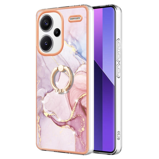 For Xiaomi Redmi Note 13 Pro+ 5G Electroplating Marble IMD TPU Phone Case with Ring Holder(Rose Gold 005) - Note 13 Pro+ Cases by buy2fix | Online Shopping UK | buy2fix