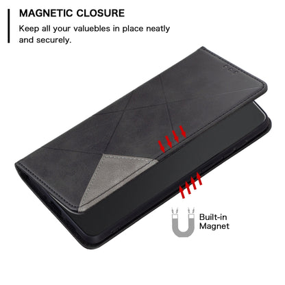 For Xiaomi Poco F5 5G / Redmi Note 12 Turbo Rhombus Texture Magnetic Leather Phone Case(Black) - Xiaomi Cases by buy2fix | Online Shopping UK | buy2fix