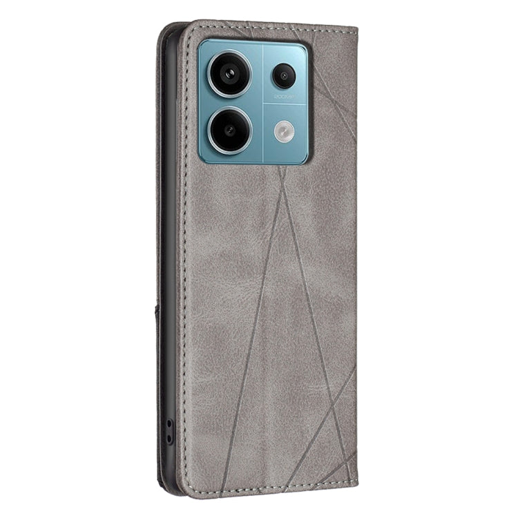 For Xiaomi Redmi Note 13 Pro 5G Rhombus Texture Magnetic Leather Phone Case(Grey) - Xiaomi Cases by buy2fix | Online Shopping UK | buy2fix