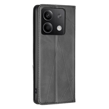 For Xiaomi Redmi Note 13 Rhombus Texture Magnetic Leather Phone Case(Black) - Xiaomi Cases by buy2fix | Online Shopping UK | buy2fix