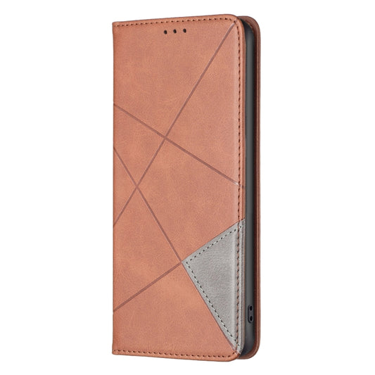 For Xiaomi Redmi 13C Rhombus Texture Magnetic Leather Phone Case(Brown) by buy2fix
