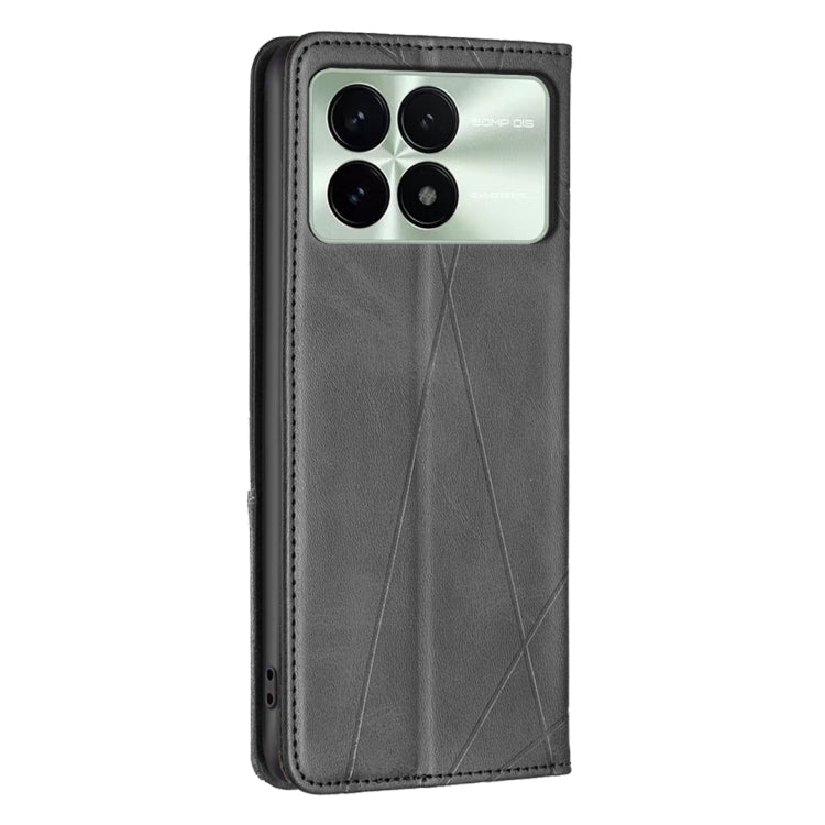 For Xiaomi Redmi K70 / K70 Pro Rhombus Texture Magnetic Leather Phone Case(Black) - K70 Pro Cases by buy2fix | Online Shopping UK | buy2fix