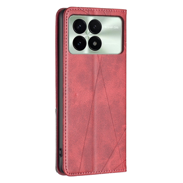 For Xiaomi Redmi K70E Rhombus Texture Magnetic Leather Phone Case(Red) - K70E Cases by buy2fix | Online Shopping UK | buy2fix