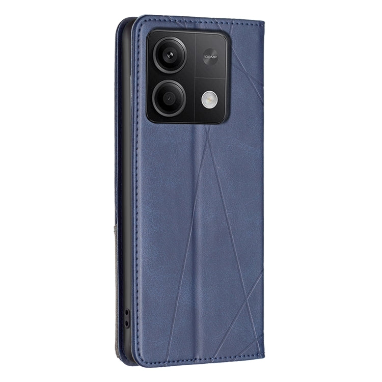 For Xiaomi Redmi Note 13 4G Global Rhombus Texture Magnetic Leather Phone Case(Blue) - Note 13 Cases by buy2fix | Online Shopping UK | buy2fix