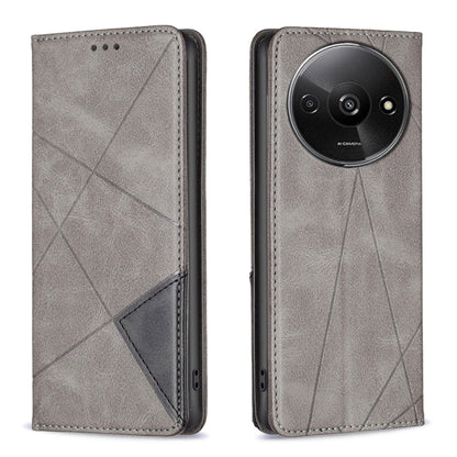 For Xiaomi Redmi A3 Rhombus Texture Magnetic Leather Phone Case(Grey) by buy2fix