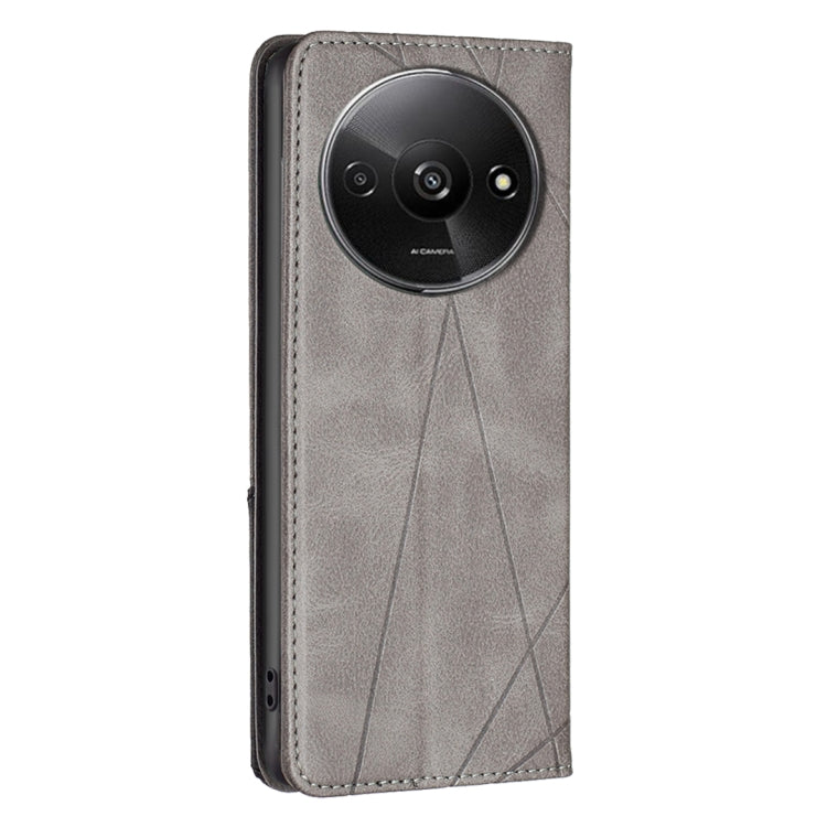 For Xiaomi Redmi A3 Rhombus Texture Magnetic Leather Phone Case(Grey) by buy2fix