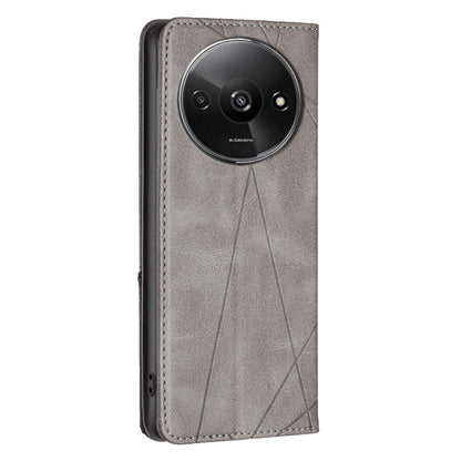 For Xiaomi Redmi A3 Rhombus Texture Magnetic Leather Phone Case(Grey) by buy2fix