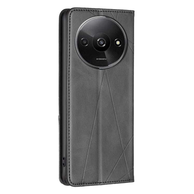 For Xiaomi Redmi A3 Rhombus Texture Magnetic Leather Phone Case(Black) - Xiaomi Cases by buy2fix | Online Shopping UK | buy2fix