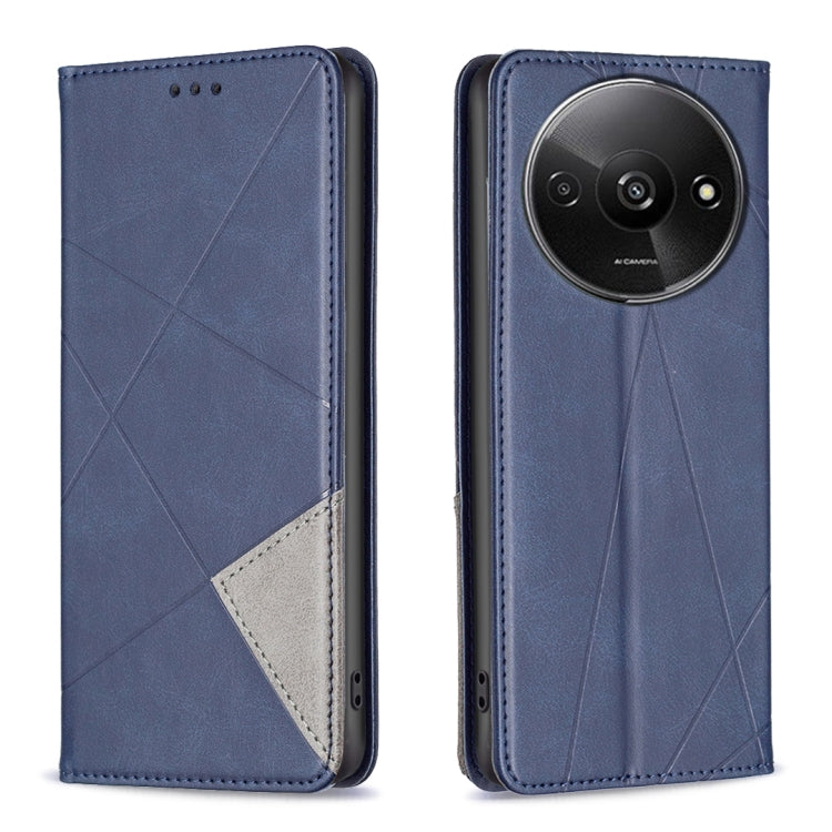 For Xiaomi Redmi A3 Rhombus Texture Magnetic Leather Phone Case(Blue) by buy2fix