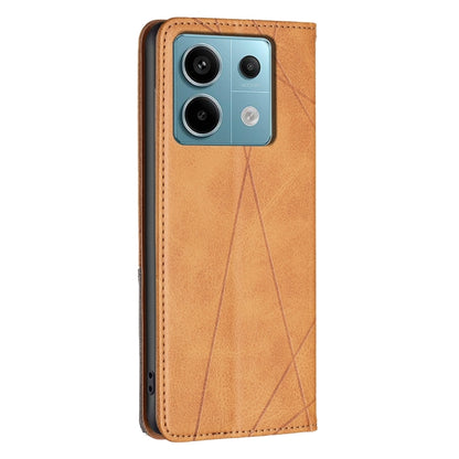 For Xiaomi Poco M6 Pro 4G Rhombus Texture Magnetic Leather Phone Case(Yellow) - Xiaomi Cases by buy2fix | Online Shopping UK | buy2fix