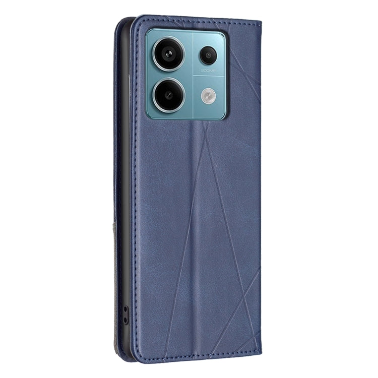 For Xiaomi Poco M6 Pro 4G Rhombus Texture Magnetic Leather Phone Case(Blue) - Xiaomi Cases by buy2fix | Online Shopping UK | buy2fix