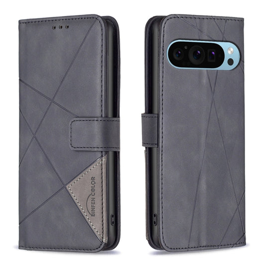 For Google Pixel 9 Pro Magnetic Buckle Rhombus Texture Leather Phone Case(Black) by buy2fix