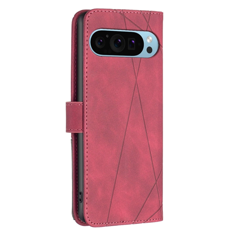 For Google Pixel 9 Pro Magnetic Buckle Rhombus Texture Leather Phone Case(Red) - Google Cases by buy2fix | Online Shopping UK | buy2fix