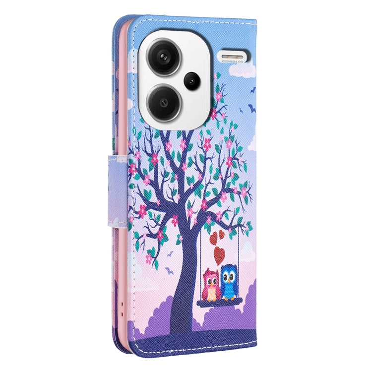 For Xiaomi Redmi Note 13 Pro+ 5G Colored Drawing Pattern Leather Phone Case(Owl) - Xiaomi Cases by buy2fix | Online Shopping UK | buy2fix