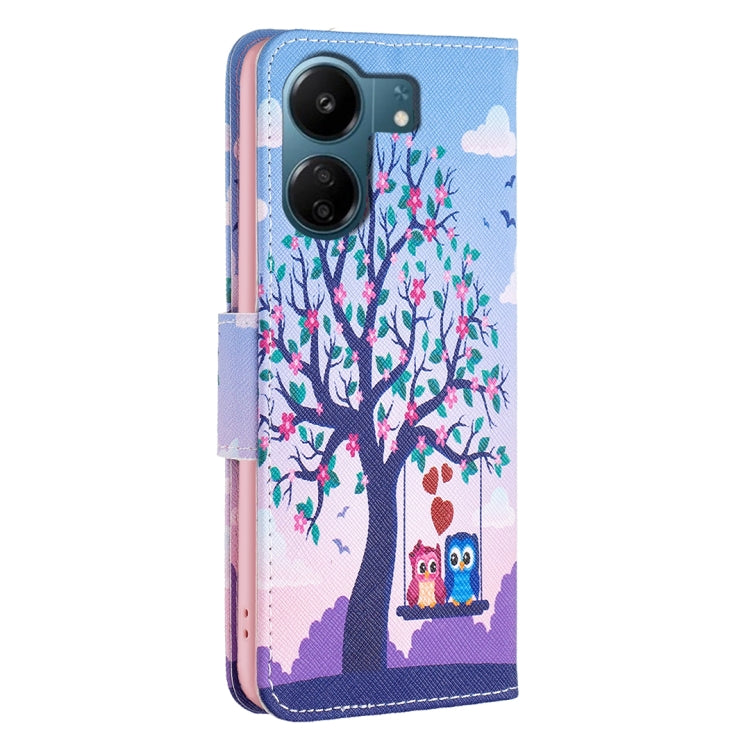 For Xiaomi Redmi 13C Colored Drawing Pattern Leather Phone Case(Owl) - 13C Cases by buy2fix | Online Shopping UK | buy2fix