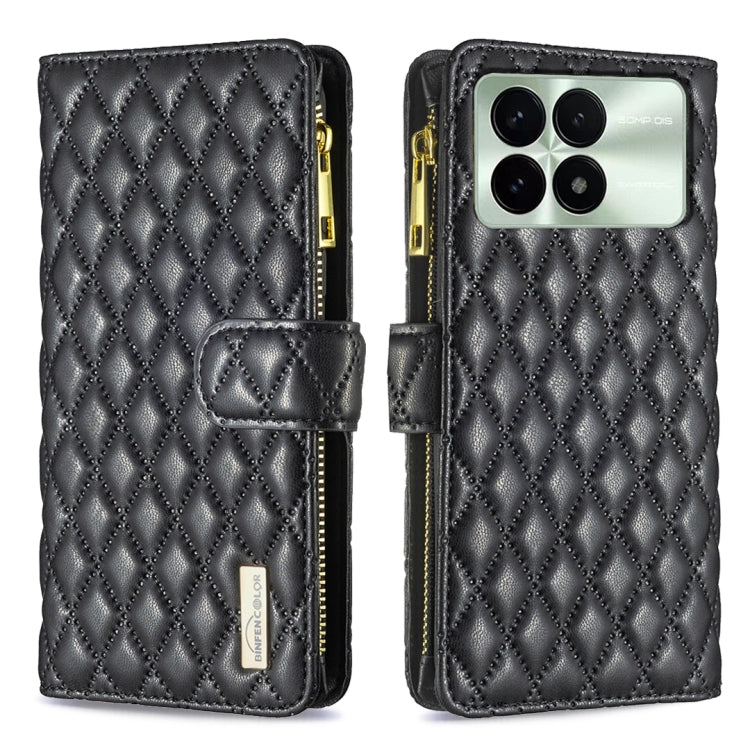 For Xiaomi Redmi K70 / K70 Pro Diamond Lattice Zipper Wallet Leather Flip Phone Case(Black) - K70 Pro Cases by buy2fix | Online Shopping UK | buy2fix