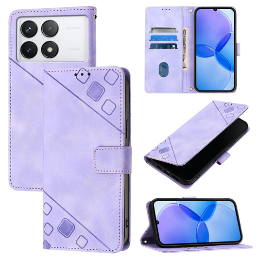 For Xiaomi Redmi K70 / K70 Pro Skin Feel Embossed Leather Phone Case(Light Purple) - K70 Cases by buy2fix | Online Shopping UK | buy2fix