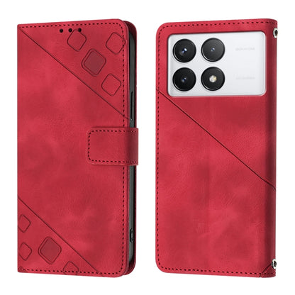 For Xiaomi Redmi K70 / K70 Pro Skin Feel Embossed Leather Phone Case(Red) - K70 Cases by buy2fix | Online Shopping UK | buy2fix