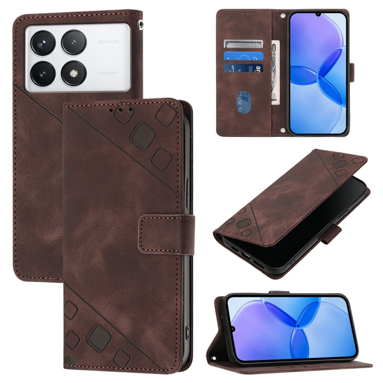 For Xiaomi Redmi K70 / K70 Pro Skin Feel Embossed Leather Phone Case(Brown) - K70 Cases by buy2fix | Online Shopping UK | buy2fix