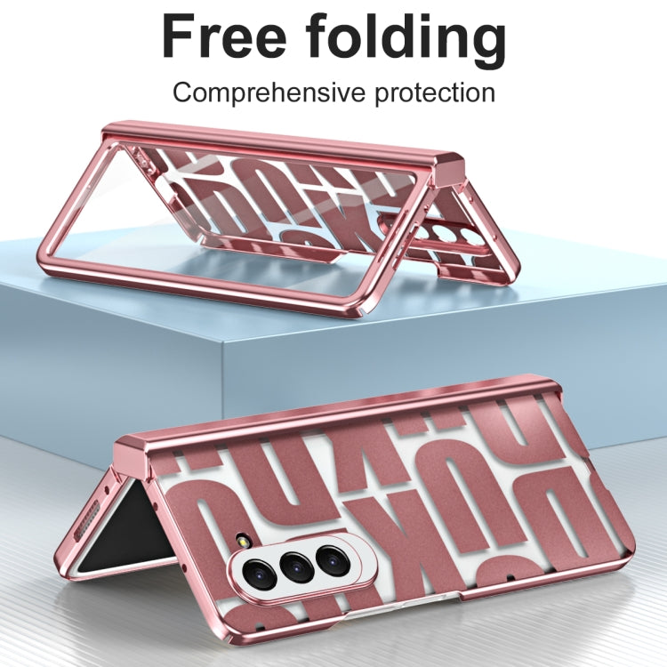 For Samsung Galaxy Z Fold5 Integrated Electroplating Folding Phone Case with Hinge(Rose Gold) - Galaxy Z Fold5 Cases by buy2fix | Online Shopping UK | buy2fix