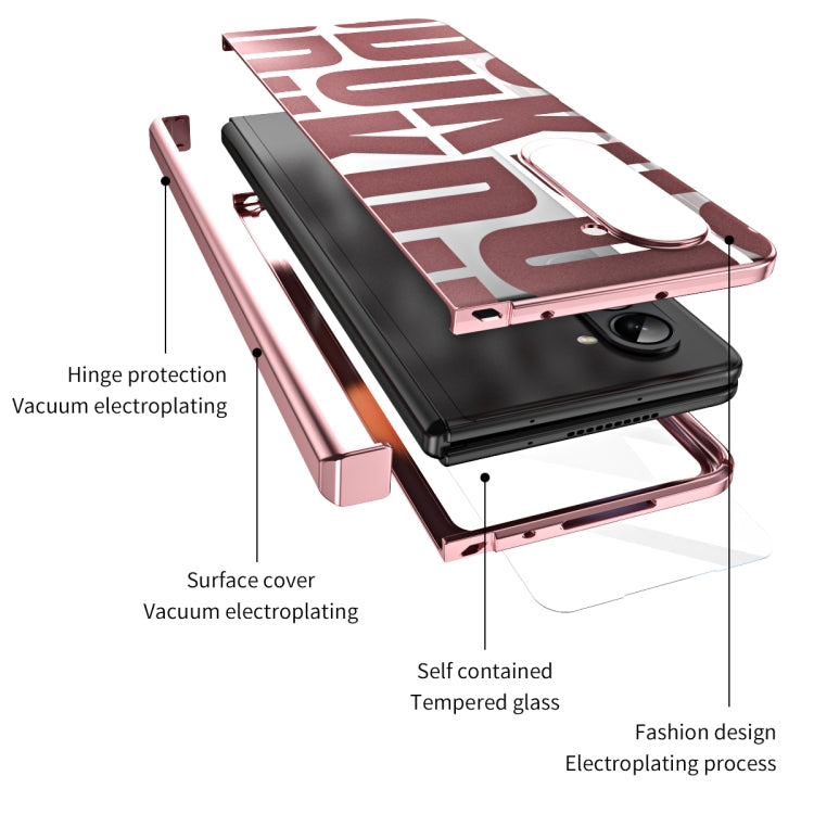 For Samsung Galaxy Z Fold5 Integrated Electroplating Folding Phone Case with Hinge(Rose Gold) - Galaxy Z Fold5 Cases by buy2fix | Online Shopping UK | buy2fix