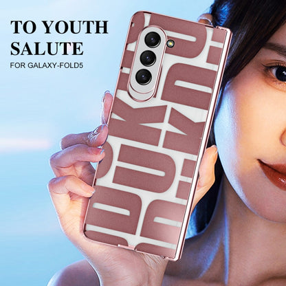 For Samsung Galaxy Z Fold5 Integrated Electroplating Folding Phone Case with Hinge(Rose Gold) - Galaxy Z Fold5 Cases by buy2fix | Online Shopping UK | buy2fix