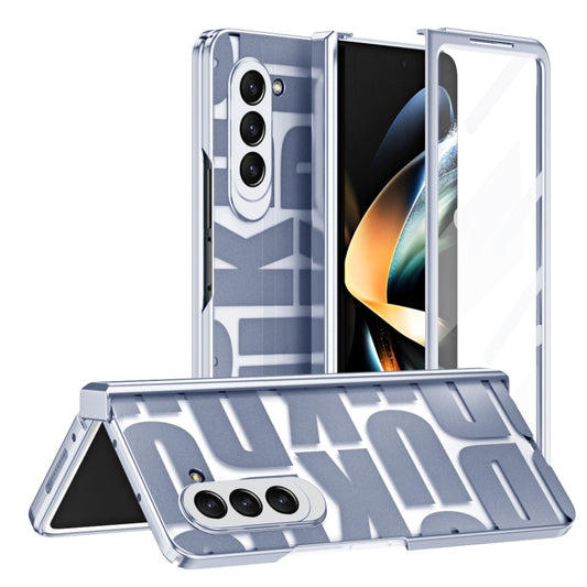 For Samsung Galaxy Z Fold5 Integrated Electroplating Folding Phone Case with Hinge(Blue) - Galaxy Z Fold5 Cases by buy2fix | Online Shopping UK | buy2fix