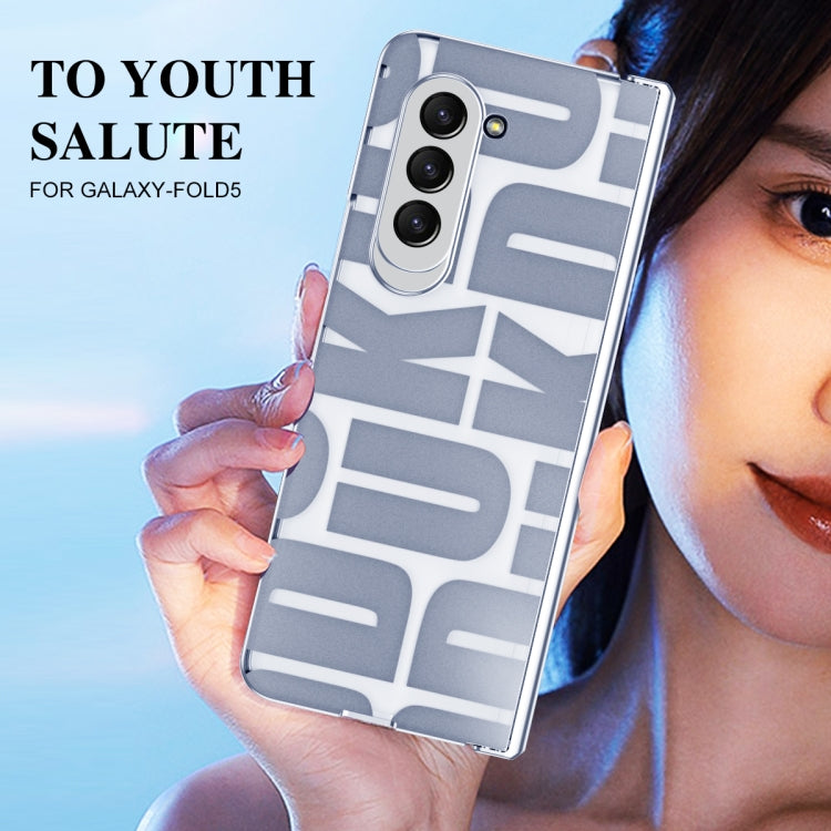 For Samsung Galaxy Z Fold5 Integrated Electroplating Folding Phone Case with Hinge(Blue) - Galaxy Z Fold5 Cases by buy2fix | Online Shopping UK | buy2fix