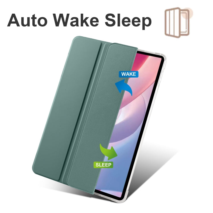 For Xiaomi Redmi Pad Pro 12.1 3-fold Clear TPU Smart Leather Tablet Case with Pen Slot(Dark Green) - More Tablet Cases by buy2fix | Online Shopping UK | buy2fix