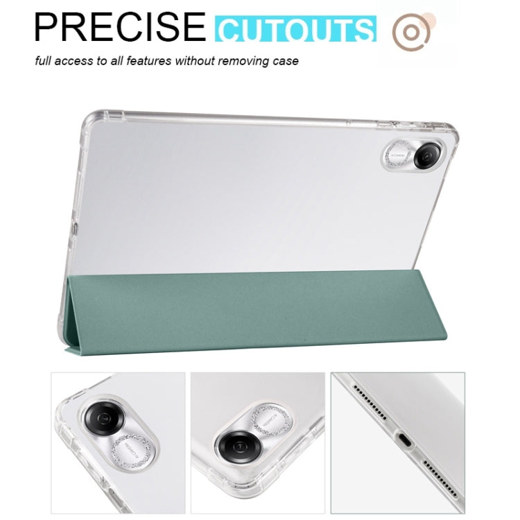 For Xiaomi Redmi Pad Pro 12.1 3-fold Clear TPU Smart Leather Tablet Case with Pen Slot(Dark Green) - More Tablet Cases by buy2fix | Online Shopping UK | buy2fix