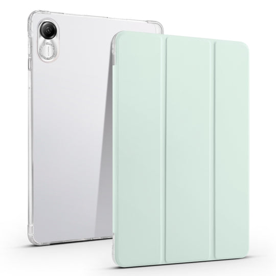 For Xiaomi Redmi Pad Pro 12.1 3-fold Clear TPU Smart Leather Tablet Case with Pen Slot(Light Green)