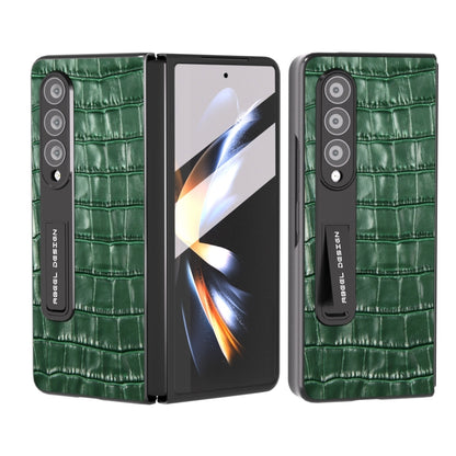 For Samsung Galaxy Z Fold3 5G Integrated Crocodile Texture Genuine Leather Phone Case(Green) - Galaxy Phone Cases by buy2fix | Online Shopping UK | buy2fix