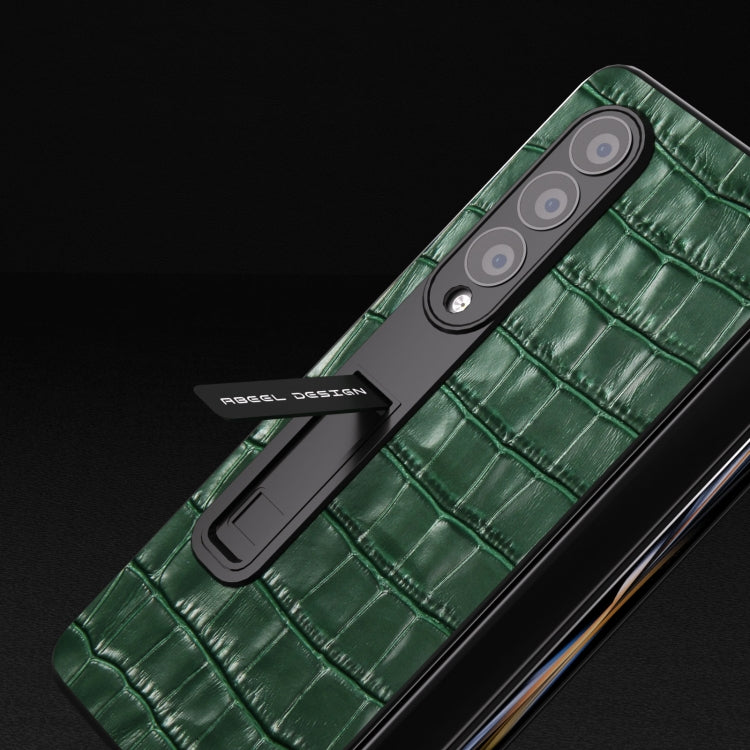 For Samsung Galaxy Z Fold3 5G Integrated Crocodile Texture Genuine Leather Phone Case(Green) - Galaxy Phone Cases by buy2fix | Online Shopping UK | buy2fix