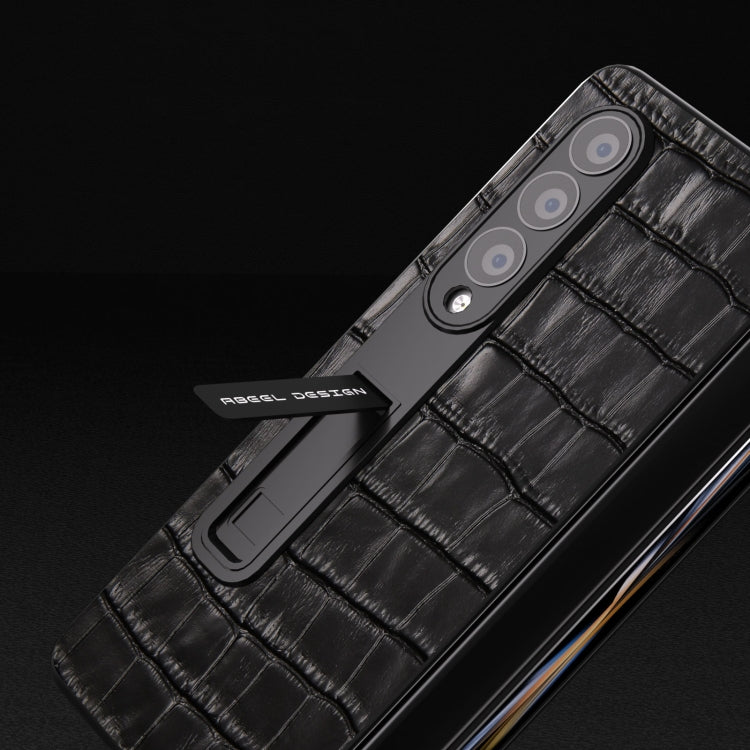For Samsung Galaxy Z Fold4 5G Integrated Crocodile Texture Genuine Leather Phone Case(Black) - Galaxy Z Fold4 5G Cases by buy2fix | Online Shopping UK | buy2fix