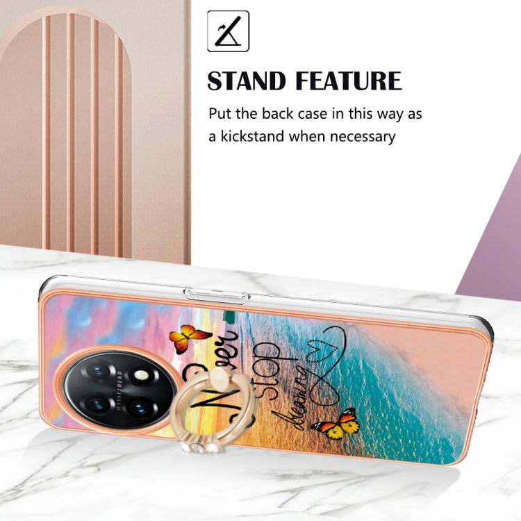 For OnePlus 11 Electroplating IMD TPU Phone Case with Ring(Dream Butterfly) by buy2fix