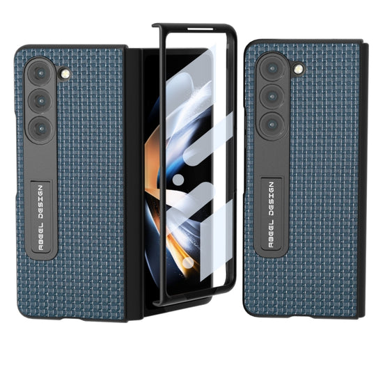 For Samsung Galaxy Z Fold5 ABEEL Integrated Genuine Leather Luxury Series Phone Case with Holder(Royal Blue)