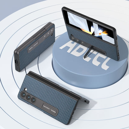 For Samsung Galaxy Z Fold5 ABEEL Integrated Genuine Leather Luxury Series Phone Case with Holder(Royal Blue) - Galaxy Z Fold5 Cases by buy2fix | Online Shopping UK | buy2fix