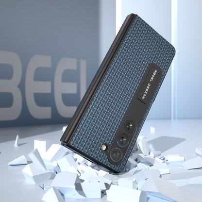 For Samsung Galaxy Z Fold5 ABEEL Integrated Genuine Leather Luxury Series Phone Case with Holder(Royal Blue) - Galaxy Z Fold5 Cases by buy2fix | Online Shopping UK | buy2fix