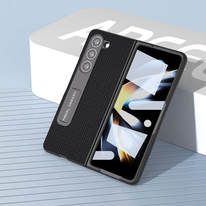 For Samsung Galaxy Z Fold5 ABEEL Integrated Genuine Leather Luxury Series Phone Case with Holder(Black) - Galaxy Z Fold5 Cases by buy2fix | Online Shopping UK | buy2fix