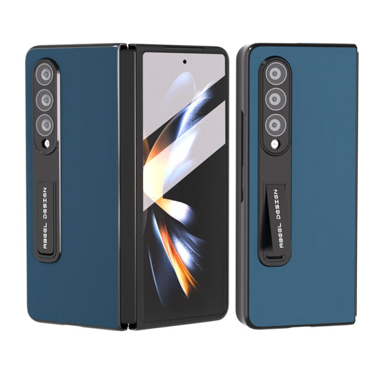 For Samsung Galaxy Z Fold3 5G Integrated Genuine Silky Soft ABEEL Black Edge Phone Case with Holder(Blue)