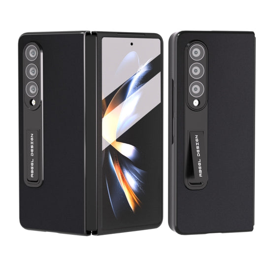 For Samsung Galaxy Z Fold4 5G Integrated Genuine Silky Soft ABEEL Black Edge Phone Case with Holder(Black)