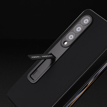 For Samsung Galaxy Z Fold4 5G Integrated Genuine Silky Soft ABEEL Black Edge Phone Case with Holder(Black) - Galaxy Z Fold4 5G Cases by buy2fix | Online Shopping UK | buy2fix